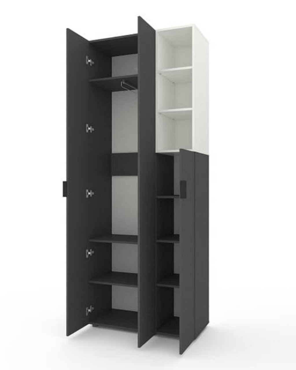 Шафа Home A003R 900х420х2300 ЛДСП Антрацит - Білий Сніг, фото 1