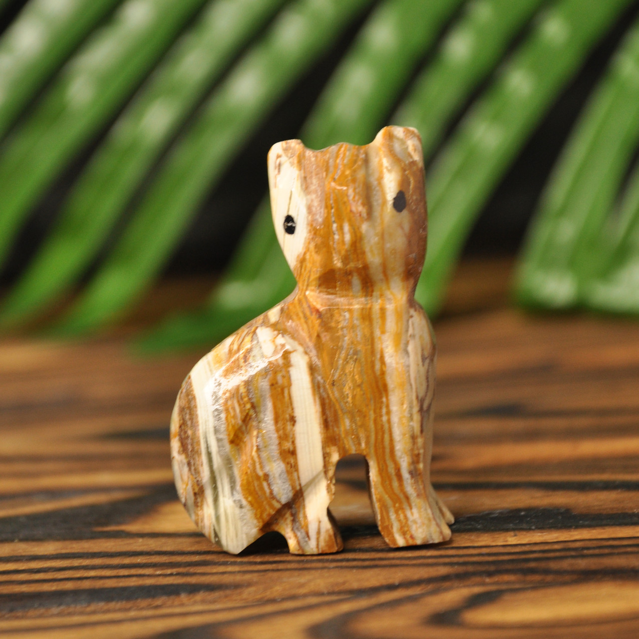 Статуетка кіт з натурального каменю онікс, 5.5 х 4 см (колір, як на фото), фото 1