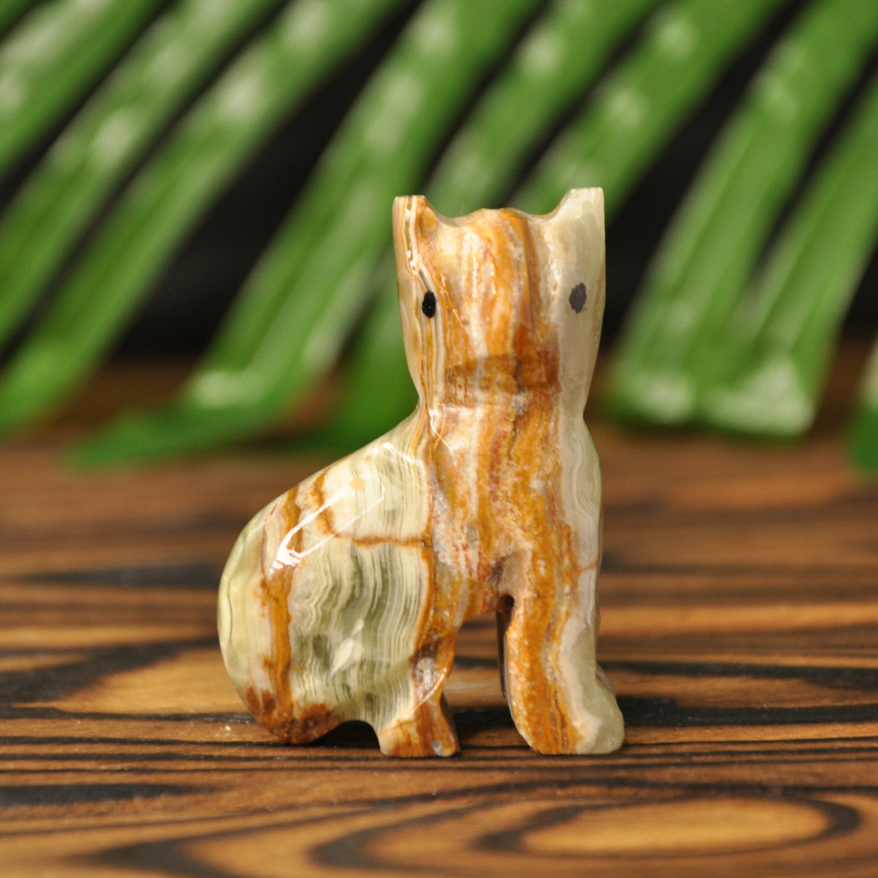 Статуетка кіт з натурального каменю онікс, 5.5 х 4 см (колір, як на фото), фото 1