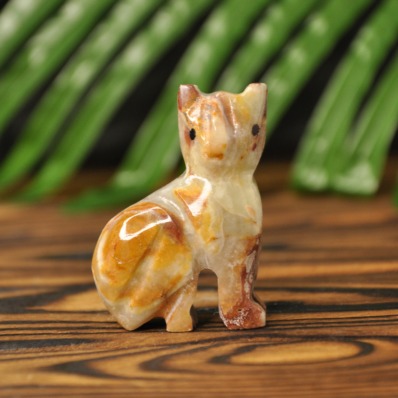 Статуетка кіт з натурального каменю онікс, 5.5 х 4 см (колір, як на фото), фото 1