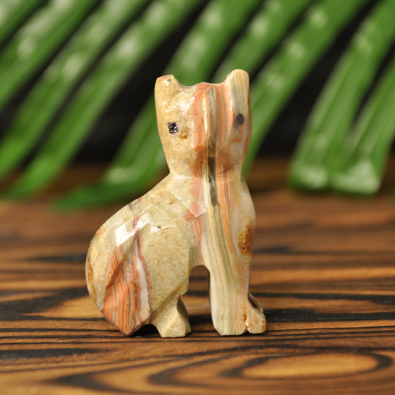 Статуетка кіт з натурального каменю онікс, 5.5 х 4 см (колір, як на фото), фото 1