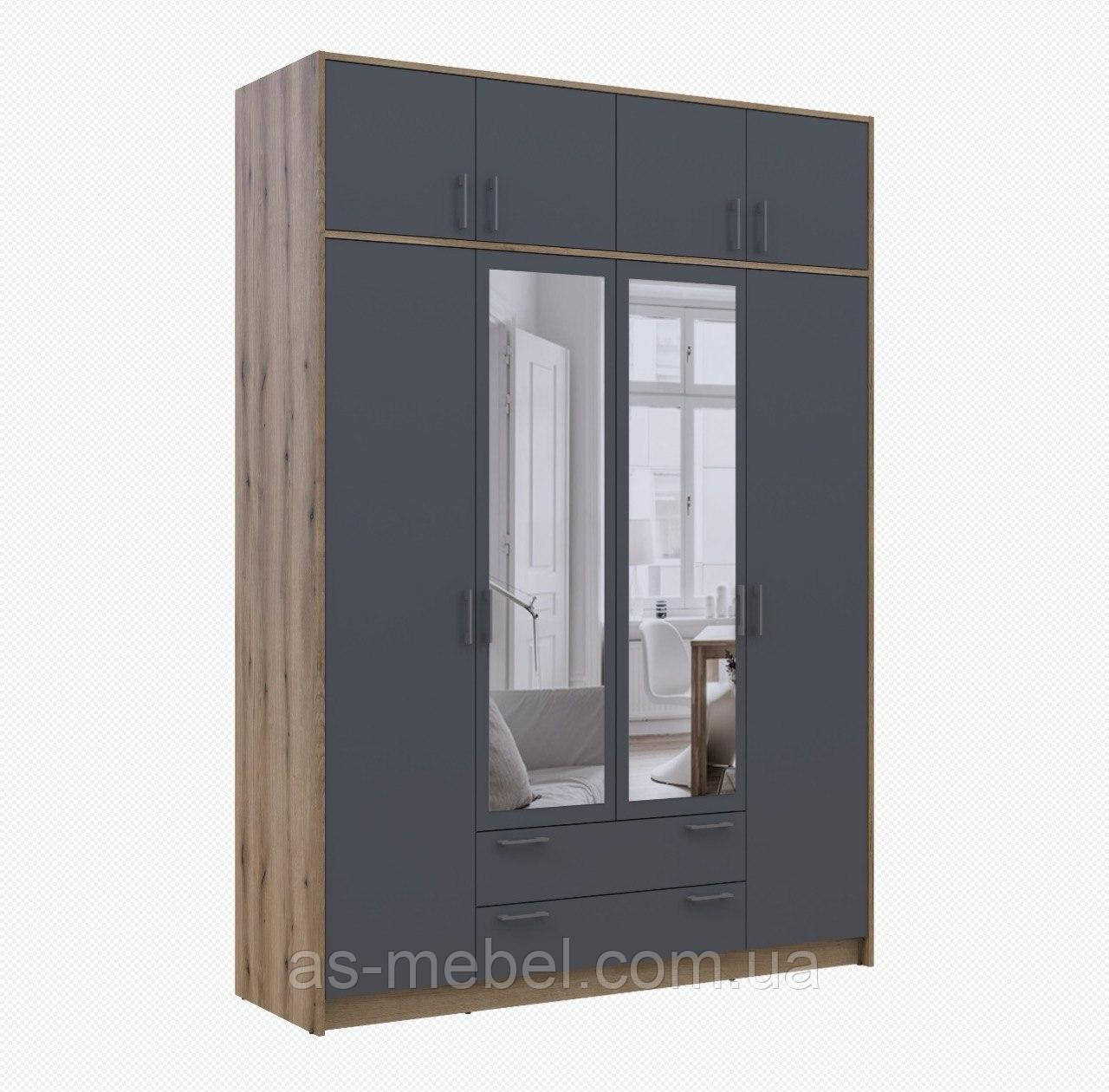 Шафа Ронді 4 і з дзеркалом з антрисолею колір дуб артезан + графіт, фото 1