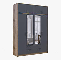 Шафа Ронді 4 і з дзеркалом з антрисолею колір дуб артезан + графіт