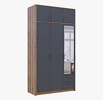 Шафа Ронді 3 з дзеркалом та антрисолею колір дуб артезан + графіт