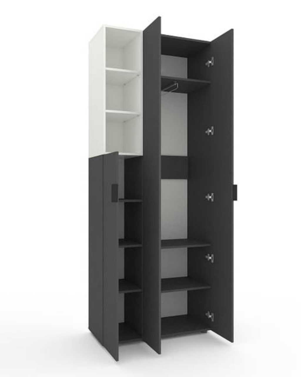 Шафа Home A003L 900х420х2300 ЛДСП Антрацит - Білий Сніг, фото 1