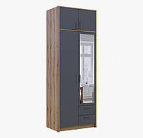 Шафа Ронді 2 з дзеркалом та антрисолею колір дуб артезан + графіт