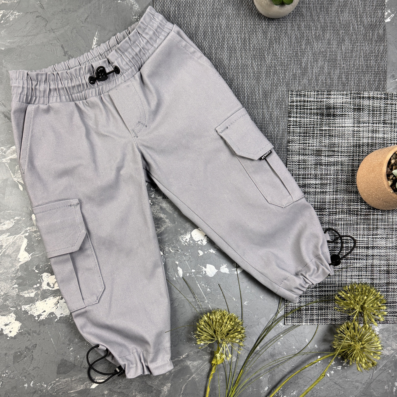 Штани Карго дитячі Organic Cotton Grey, фото 1