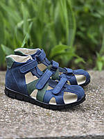 Дитячі підліткові шкіряні ортопедичні босоніжки з супінатором на липучках 40 розмір, фото 2