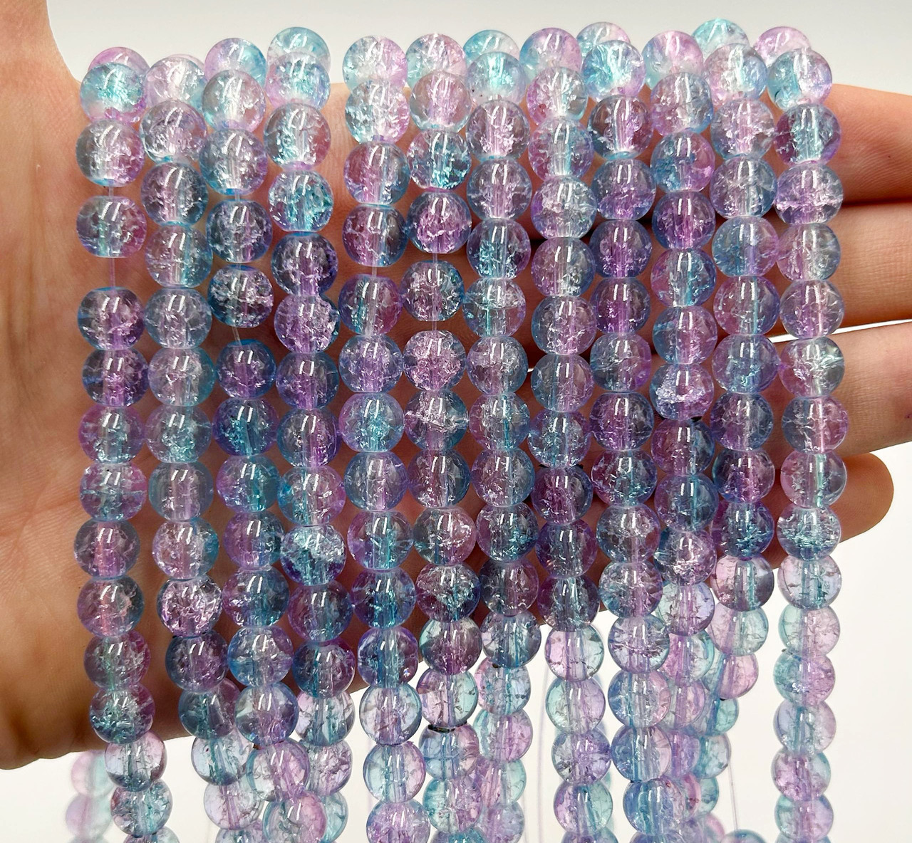 Скляні намистини "Бите скло" / Упаковка ≈ 100шт / Ø8мм / Бузково-блакитний, фото 1