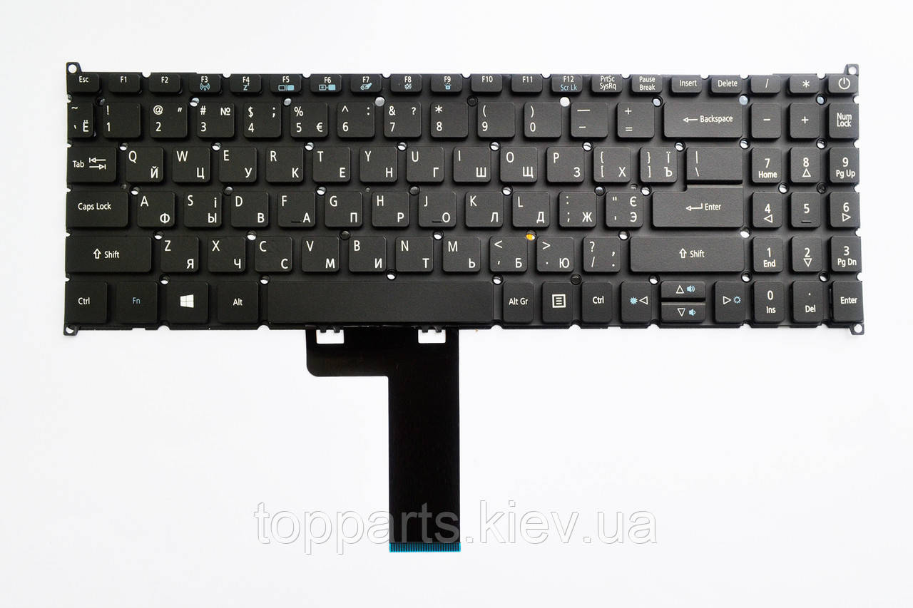 Клавіатура для ноутбука Acer Aspire 3 A315-22 чорна без рамки з підсвіткою UA/RU/US