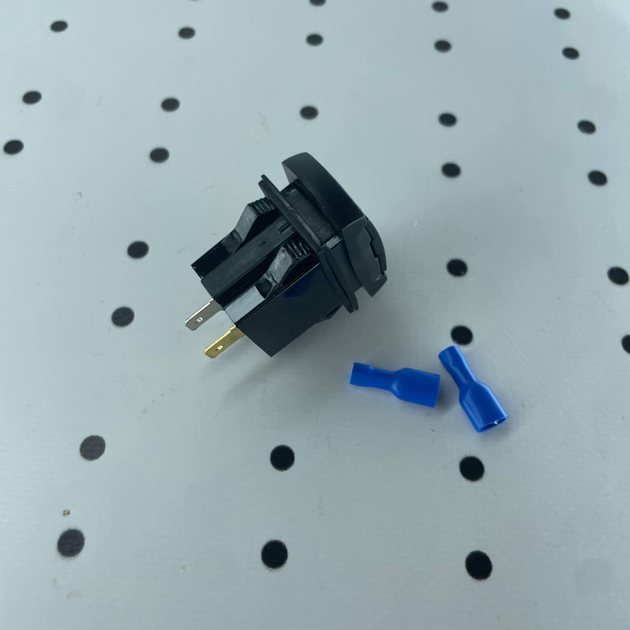 Гніздо зарядне універсальне + вольтметр (вхід 12V/24V) два виходи USB 5V/4.2A підсвічування блакитне, фото 1