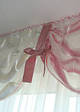 Ламбрекен Firanka Гойдалки з ниток з бантами карниз 250см рожевий з білим і бежевим (92_1пб), фото 2