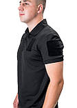 Форменна футболка поло SMILO CoolPass Pique Black на короткий рукав з липучками під шеврони, фото 3