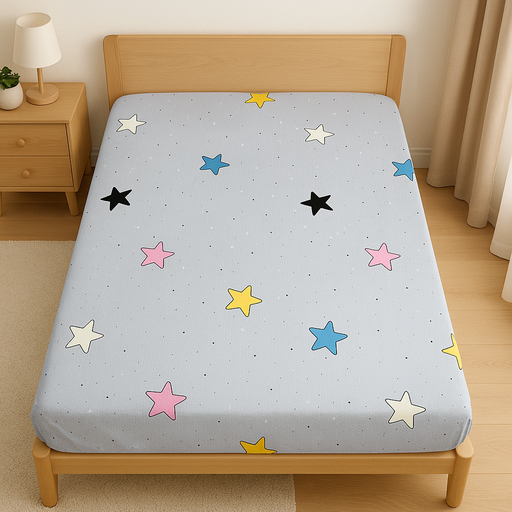 Простирадло на резинці двоспальне "Magic stars" | Бязь 160х200 см, фото 1