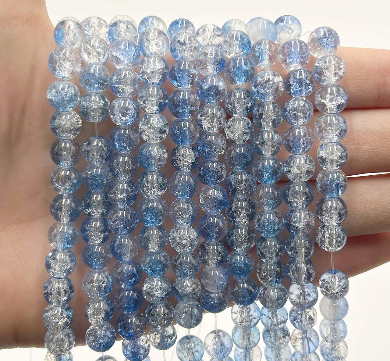 Скляні намистини "Бите скло" / Упаковка ≈ 100шт / Ø8мм / Прозоро-блакитний, фото 1