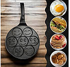 Сковорода для млинців Ruhhy 19317 — 7 смайликів, Ø26 см, антипригарне покриття, для всіх типів плит, фото 3