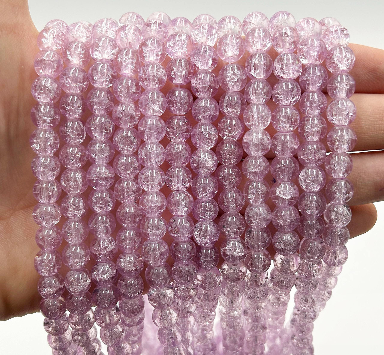 Скляні намистини "Бите скло" / Упаковка ≈ 100шт / Ø8мм / Бузковий, фото 1