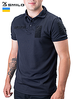 Форменна футболка поло SMILO CoolPass Pique Blue на короткий рукав з липучками під шеврони