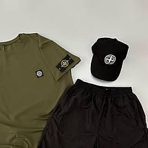 Футболка хакі + шорти Stone Island + кепка, фото 3