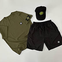 Футболка хакі + шорти Stone Island + кепка, фото 5