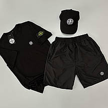 Футболка(чорна) + шорти плащівка Stone Island + кепка, фото 5