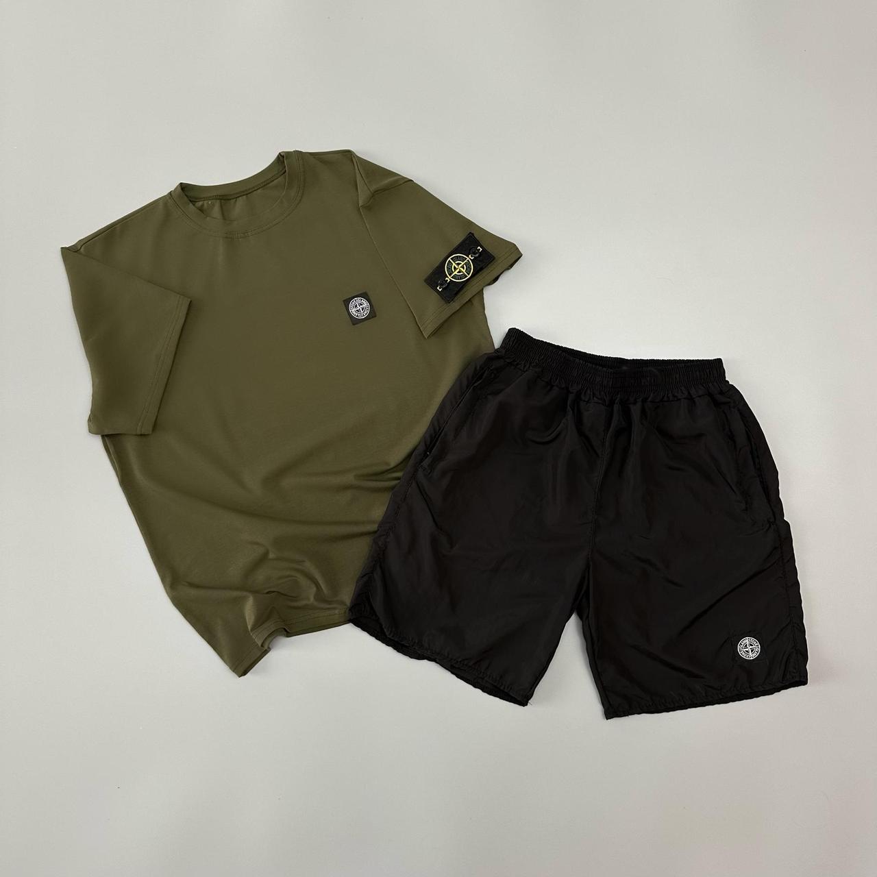 Футболка(хакі) + шорти Stone Island