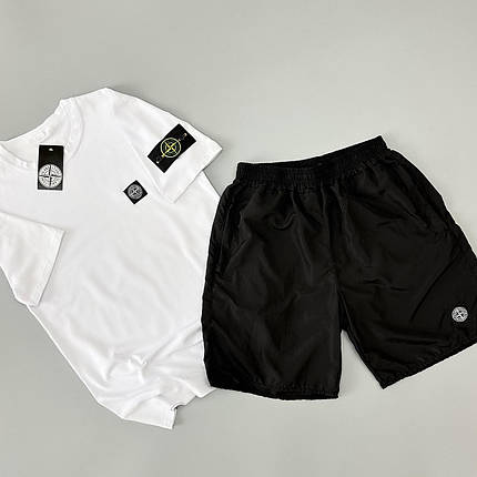 Футболка(біла) + шорти плащівка Stone Island, фото 2