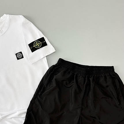 Футболка(біла) + шорти плащівка Stone Island, фото 3