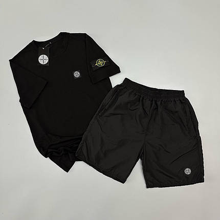 Футболка(чорна) + шорти плащівка Stone Island, фото 2