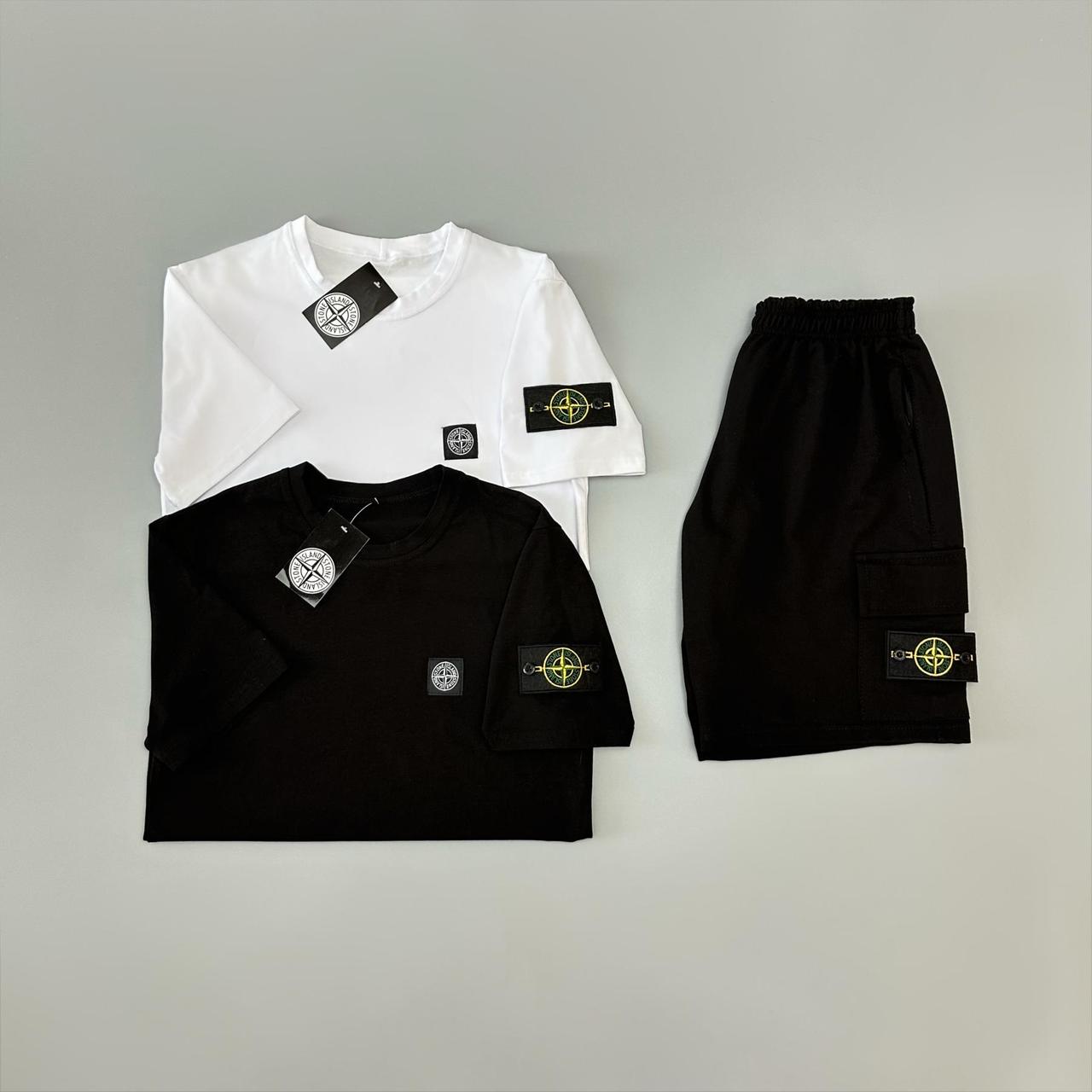 Футболка(біла) + футболка(чорна) + шорти Stone Island