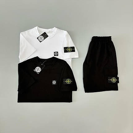Футболка(біла) + футболка(чорна) + шорти Stone Island, фото 1