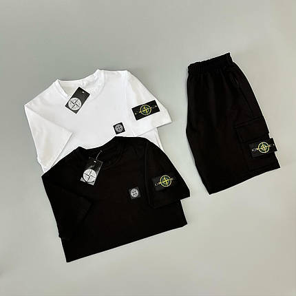 Футболка(біла) + футболка(чорна) + шорти Stone Island, фото 2