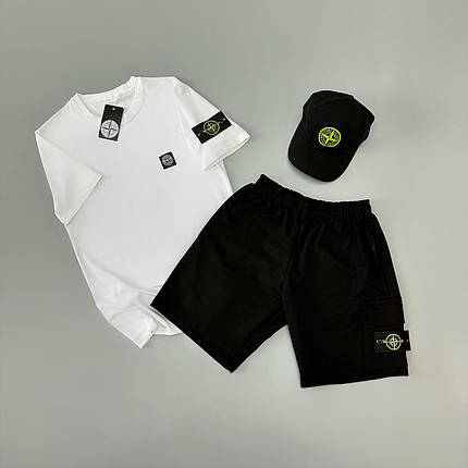 Футболка(біла) + шорти + кепка Stone Island, фото 1