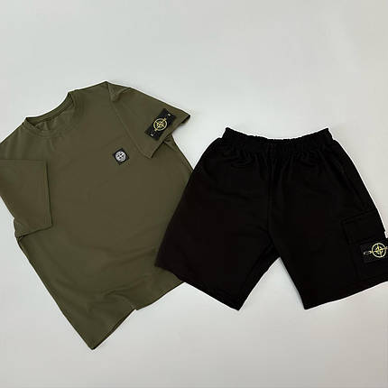 Футболка(хакі) + шорти Stone Island, фото 2