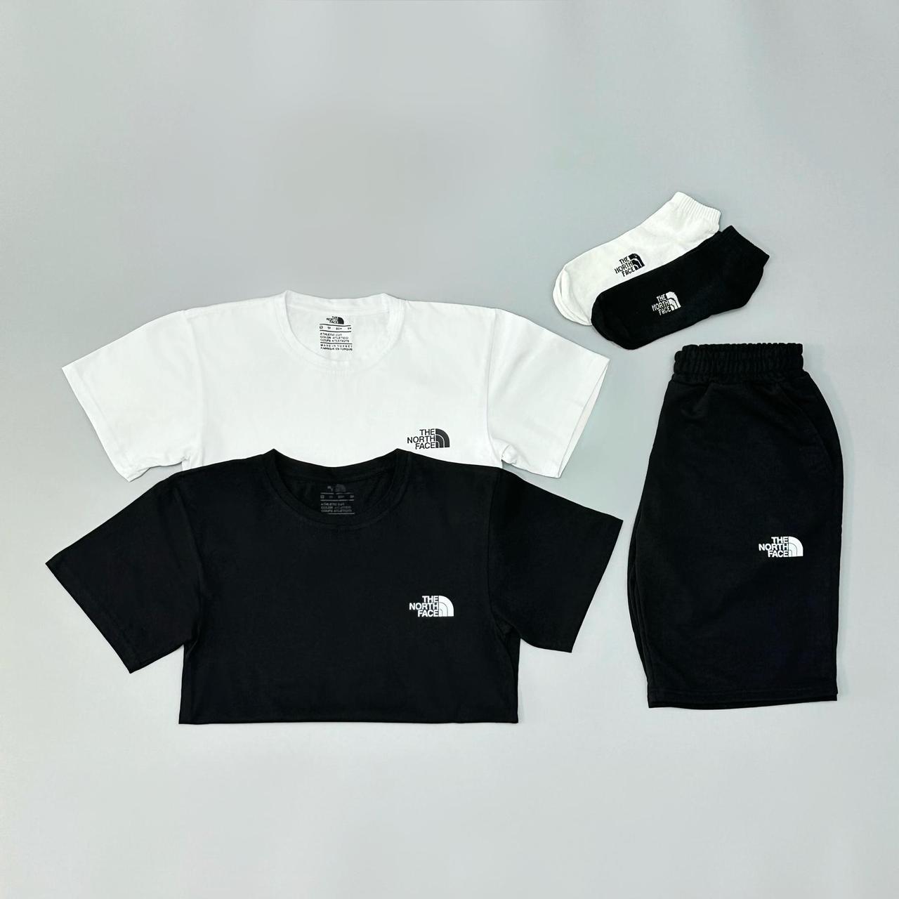 Футболка (біла) + футболка (чорна) + шорти TNF + шкарпетки в подарунок