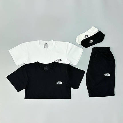 Футболка (біла) + футболка (чорна) + шорти TNF + шкарпетки в подарунок, фото 1