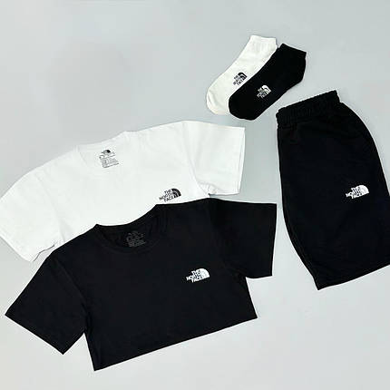 Футболка (біла) + футболка (чорна) + шорти TNF + шкарпетки в подарунок, фото 2