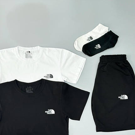 Футболка (біла) + футболка (чорна) + шорти TNF + шкарпетки в подарунок, фото 3