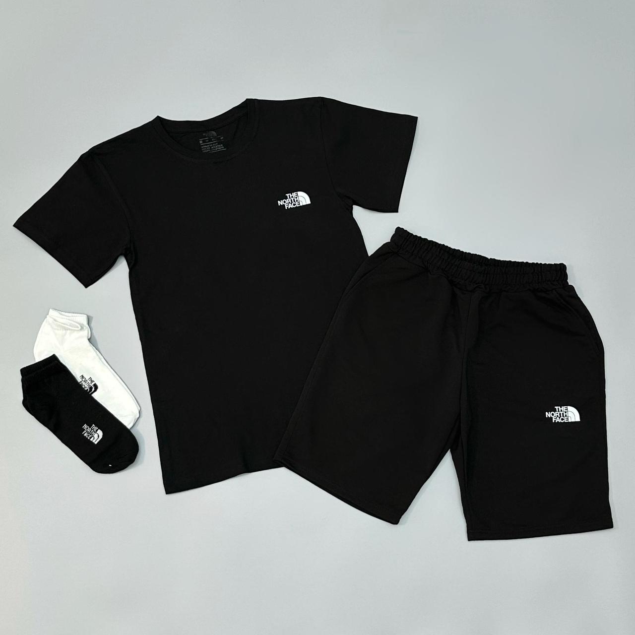 Футболка (чорна) + шорти TNF + шкарпетки в подарунок