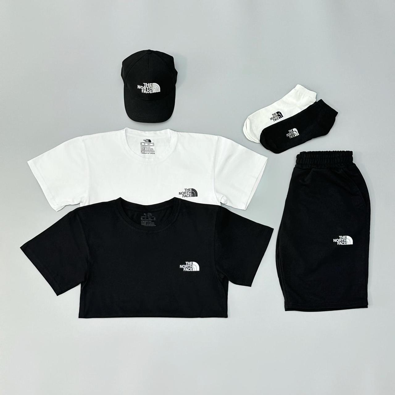 Футболка (біла) + футболка (чорна) + шорти + кепка TNF + шкарпетки в подарунок