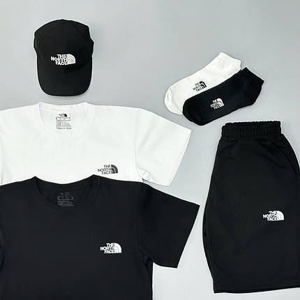 Футболка (біла) + футболка (чорна) + шорти + кепка TNF + шкарпетки в подарунок, фото 3