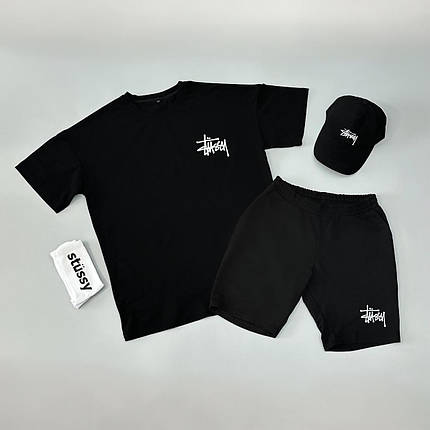 Футболка(чорна) + шорти + кепка Stussy + шкарпетки в подарунок, фото 2