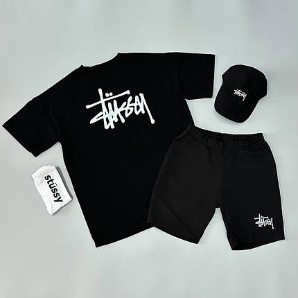 Футболка(чорна) + шорти + кепка Stussy + шкарпетки в подарунок, фото 3
