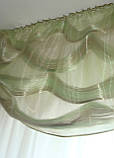 Ламбрекен Firanka Гойдалки з ниток з бантами карниз 250см салатовий із зеленим і білим (92_2пб), фото 4