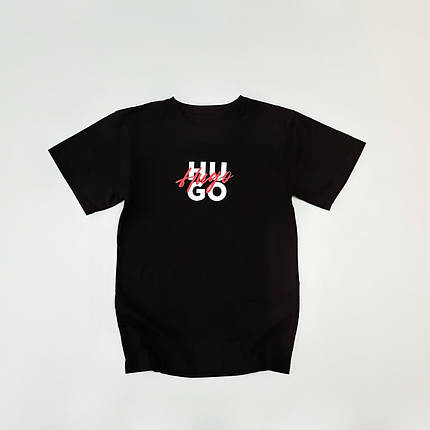 Футболка HUGO чорна квадрат, фото 3