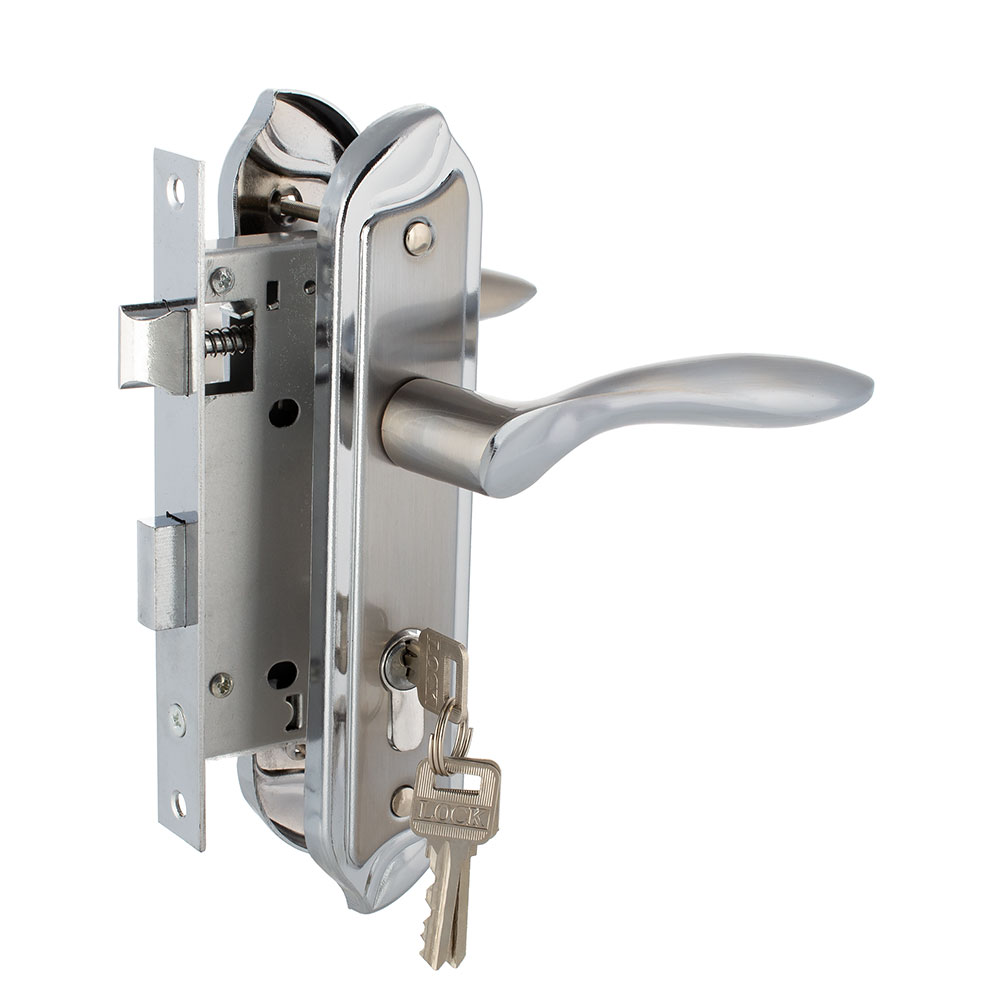 Комплект ручок з замком, FZB ET15191, 58 mm, SN/CP, фото 1