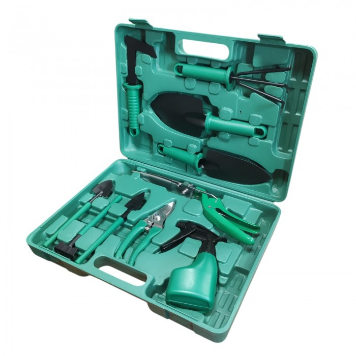 Набір садових інструментів ZHENJIE GT-003 10 в 1 лопатки граблі секатор зрошувач для городу, фото 1