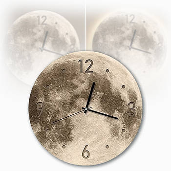 Настінний круглий годинник 50x50 см у вигляді Місяця з LED-підсвічуванням з арабськими цифрами та точками NCH-50-50 Сірий