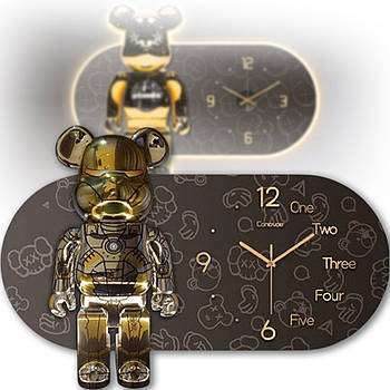 Настінний овальні годинник 40x60 см у вигляді Мишонка з LED-підсвічуванням NCH-40-60 Коричневий Годинник в будинок на батарейці