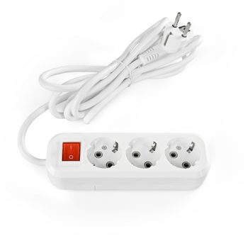Подовжувач із заземленням 3 розетки 3м d1,5мм з кнопкою білий Standard Titanum